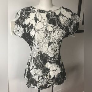 Floral Lace-Overlay Black & White Women's Top
